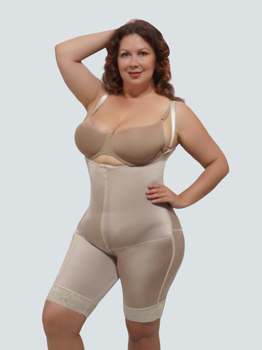 Plus Size Open Butt Lifter Body Shaper With Tummy Control and Removable Straps