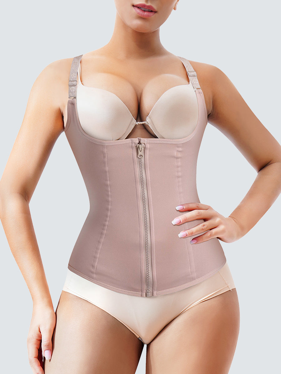 Zipper waist trainer vest with adjustable straps and hooks